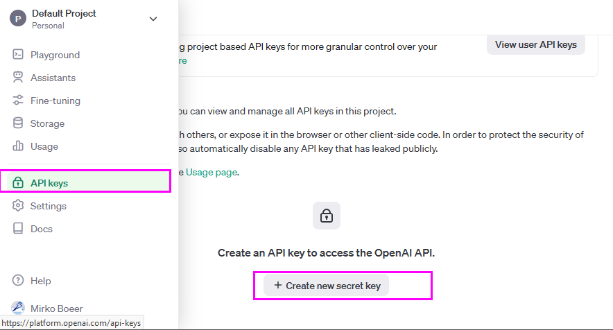 OpenAI API keys